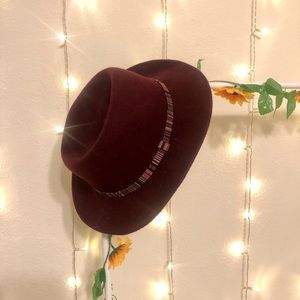 100% Wool Burgundy Hat